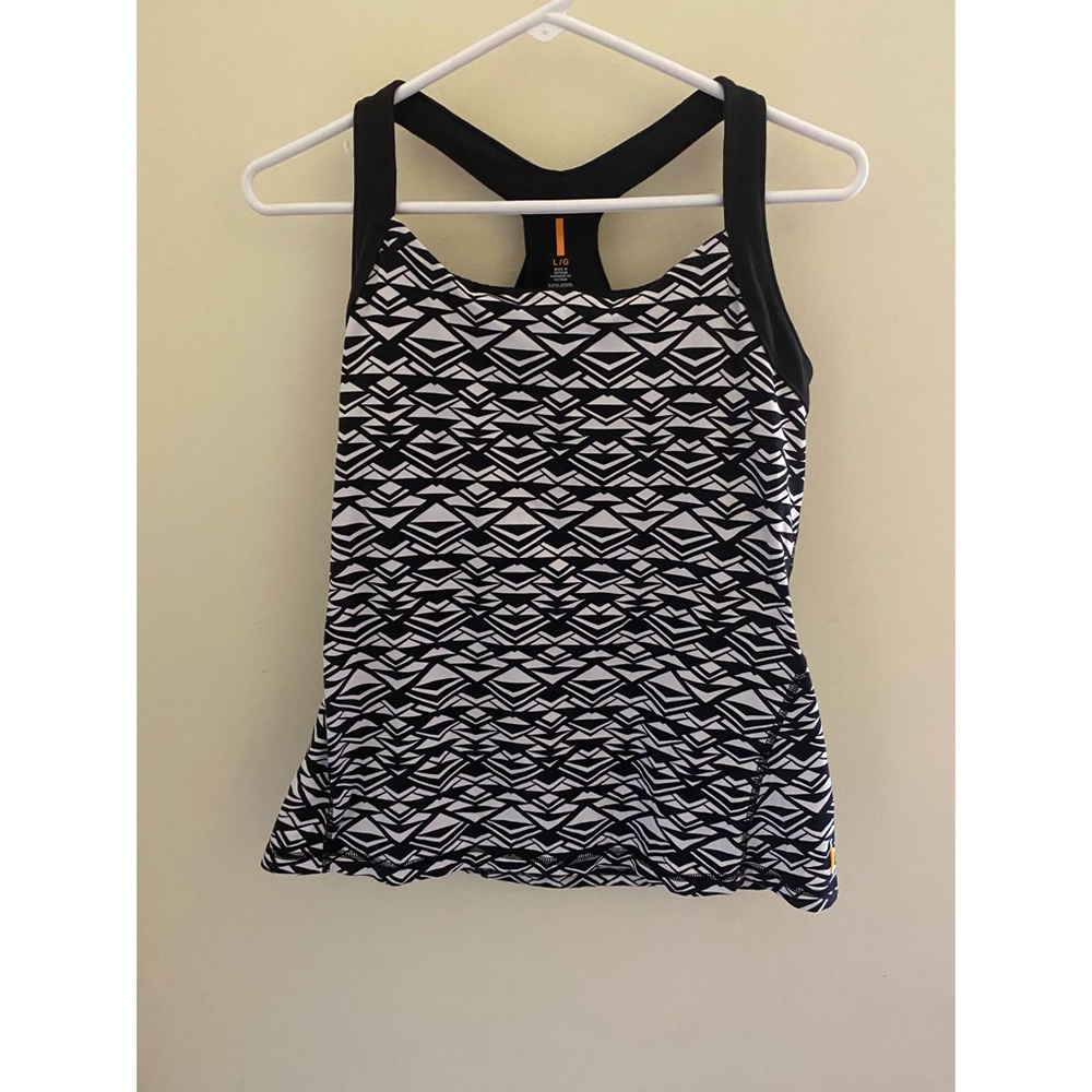 Lucy Black and White Patterned Athletic Tank Top